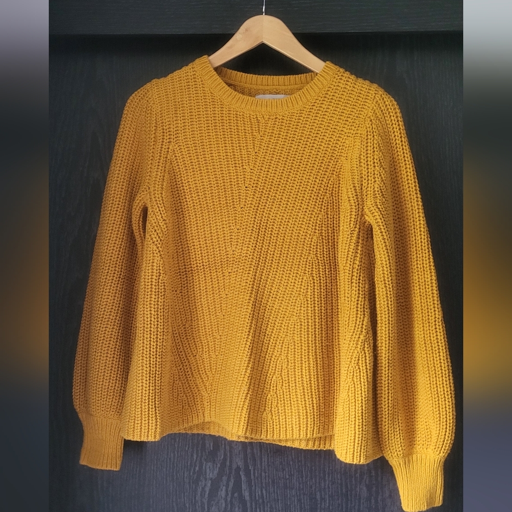 LOFT Mustard Cable Knit Sweater